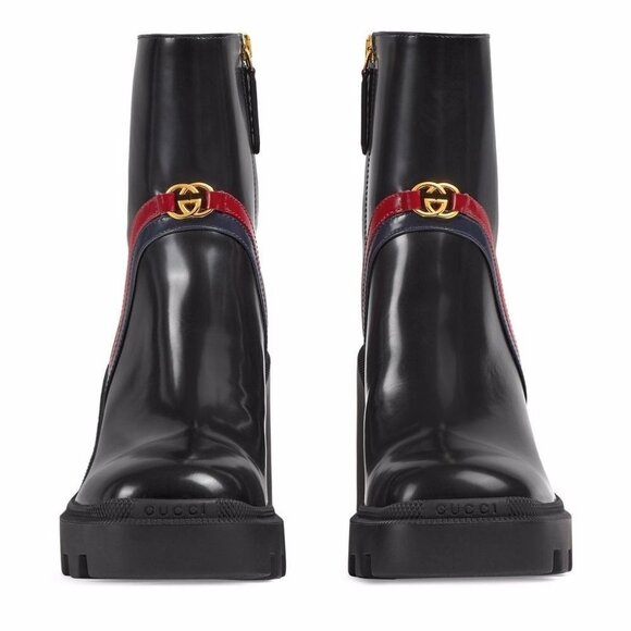 Gucci Web Stripe 85mm Ankle Boots 37 7 - Picture 4 of 10